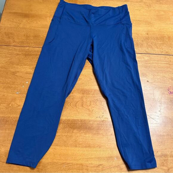 Under Armour Women’s Compression Leggings Size Large L Blue Athletic Gym Workout - Picture 1 of 10